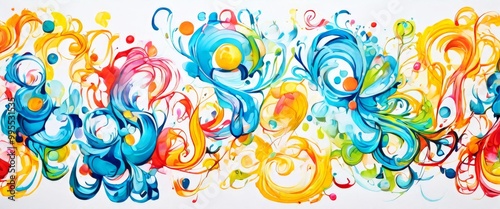 A vibrant, energetic composition of swirling colors in an abstract design. Bold strokes and flowing patterns create a sense of movement and excitement, making it an eye-catching piece of modern