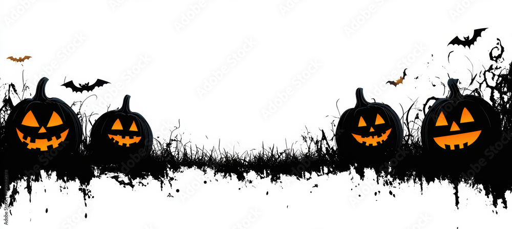Silhouette of Halloween Jack-o'-Lanterns Silhouette of Halloween Jack-o'-Lanterns