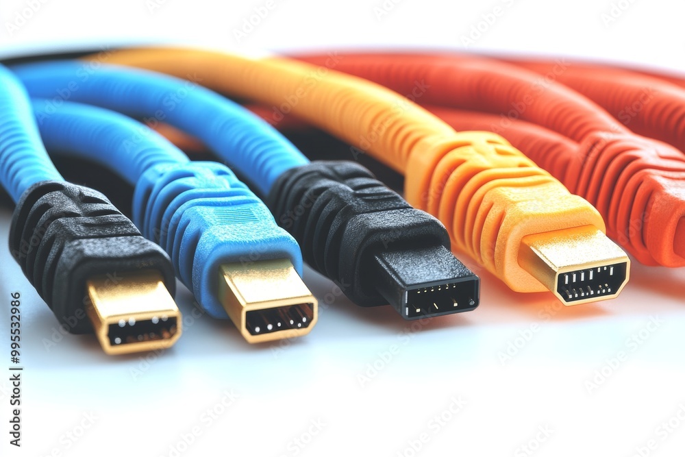 Close up of orange and blue Ethernet cables with visible connectors illustrating modern internet infrastructure and reliable data flow Close up of orange and blue Ethernet cables with visible connectors illustrating modern internet infrastructure and reliable data flow