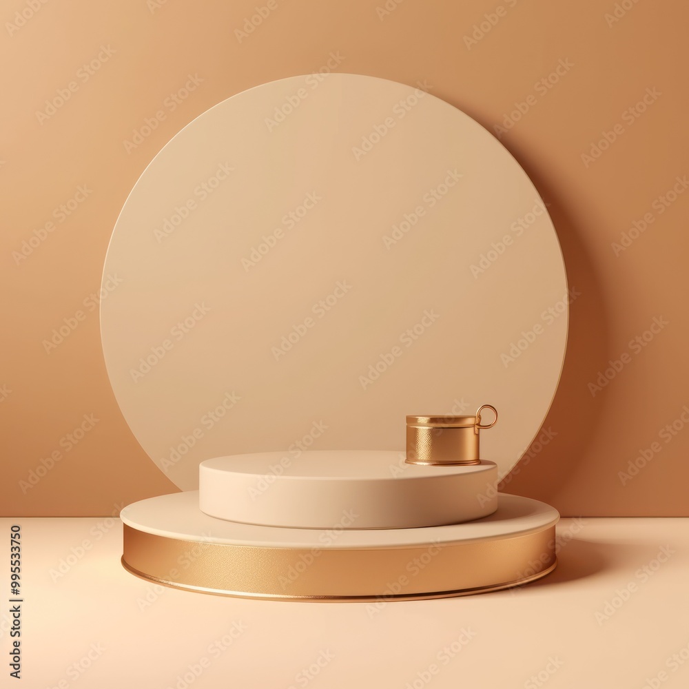 Golden Podium with a Circular Backdrop Golden Podium with a Circular Backdrop