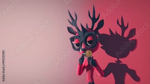 Cool Deer with Glasses and a Coin