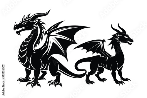 simple dragon silhouettes