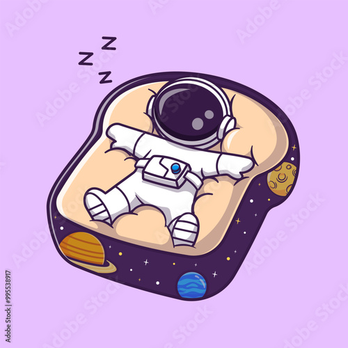 Cute Astronaut Sleeping On Bread Space Cartoon Vector Icon
Illustration. Science Food Icon Concept Isolated Premium
Vector. Flat Cartoon Style