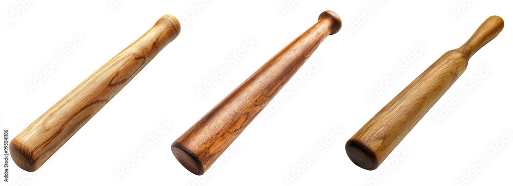 Set of wooden rolling pin isolated on white background Set of wooden rolling pin isolated on white background