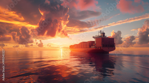 A large tanker ship transporting containers across the ocean. Neural network AI generated art