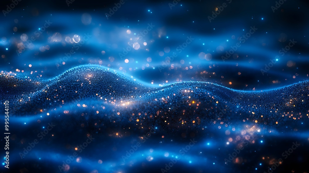 Abstract Blue and Dark Background with Glittering Light Effect Abstract Blue and Dark Background with Glittering Light Effect