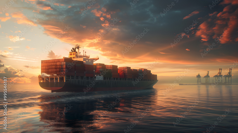 A large tanker ship transporting containers across the ocean. Neural network AI generated art A large tanker ship transporting containers across the ocean. Neural network AI generated art