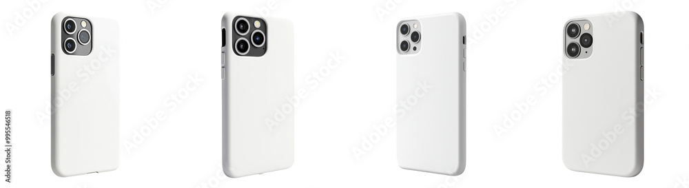 Set of white minimalist smartphone case isolated on white background Set of white minimalist smartphone case isolated on white background