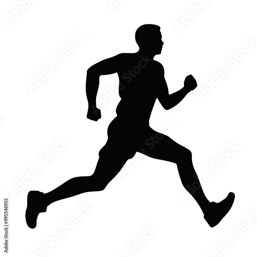 Intense Runner Silhouette Vector Transparent Background