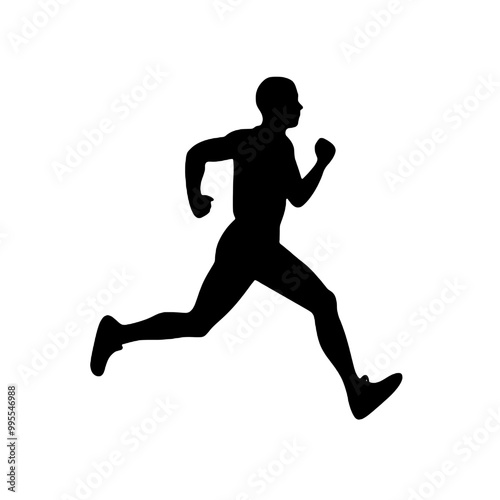 Intense Runner Silhouette Vector Transparent Background