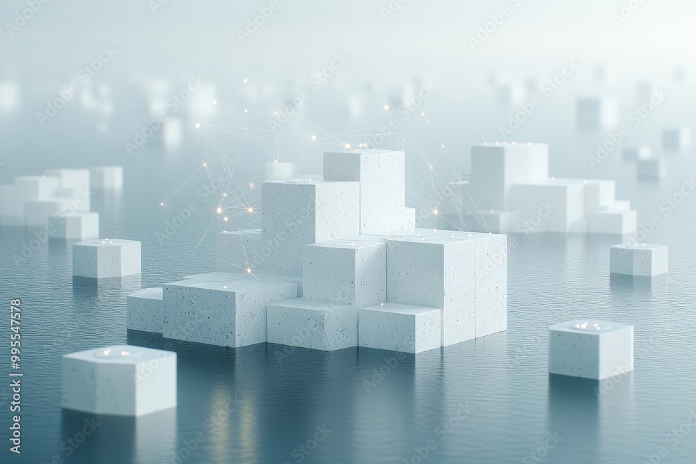 Abstract 3D cubes on a white background symbolizing data processing and cloud storage solutions for modern digital infrastructure Abstract 3D cubes on a white background symbolizing data processing and cloud storage solutions for modern digital infrastructure