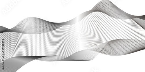 Abstract flow blend carve wave futuristic technology stripe line isolated on white and black carve line. seamless wave pattern glowing science flowing line graphic template background.