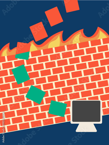 Illustration of firewall - transmit packet safely to pc