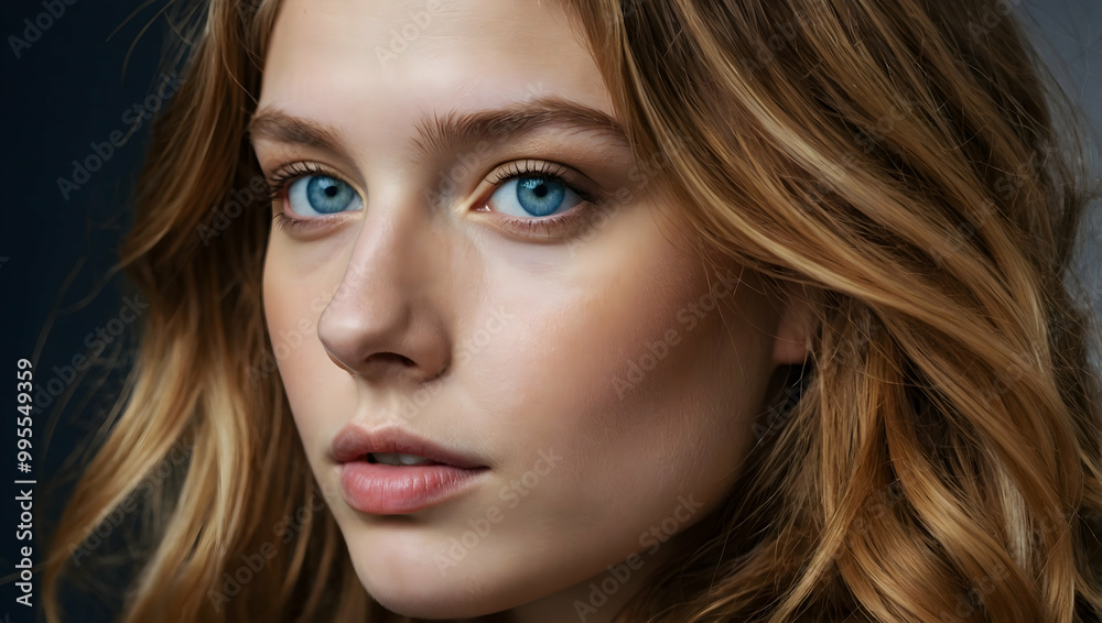 Captivating Gaze: Blonde Woman with Striking Blue Eyes Captivating Gaze: Blonde Woman with Striking Blue Eyes