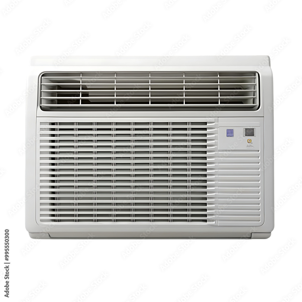 External air conditioning unit on a pink stand