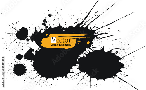 Vector grunge blot,Ink drops and splashes. Blotter spots, liquid paint drip drop splash and ink splatter. Artistic dirty grunge abstract spot vector, Illustration monochrome drip splash photo