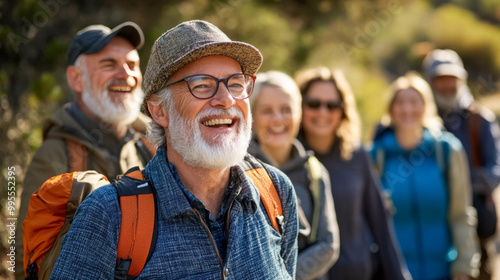 Happy Group of Senior Hikers Enjoying the Outdoors
