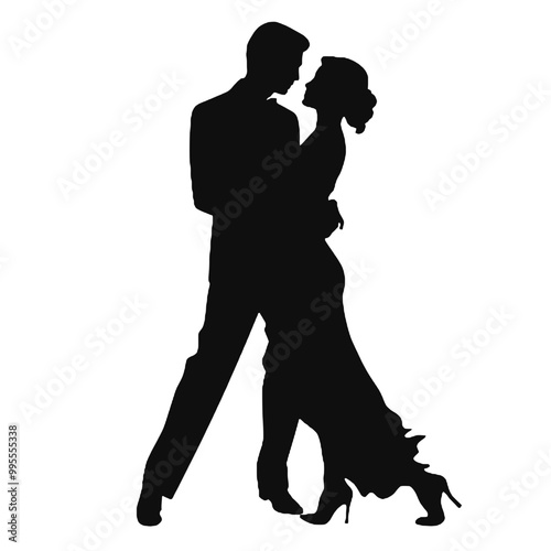 Salsa Dance Lovers Silhouette Vector Art