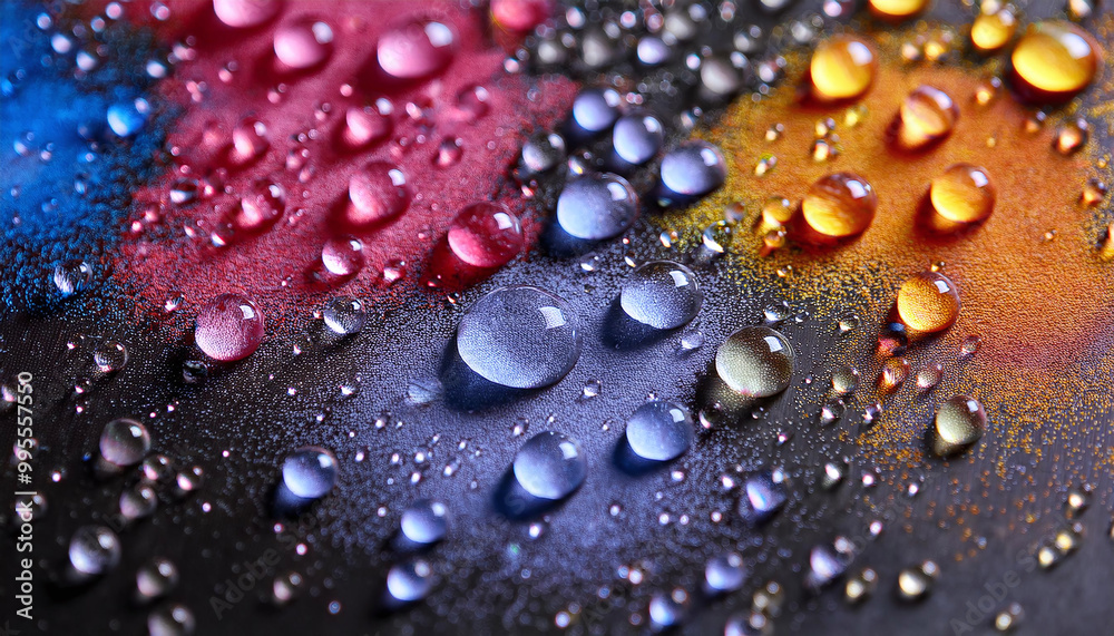 Macro shot of water droplets and colorful chalk dust on a chalkboard, creative and artistic, stock photo Macro shot of water droplets and colorful chalk dust on a chalkboard, creative and artistic, stock photo