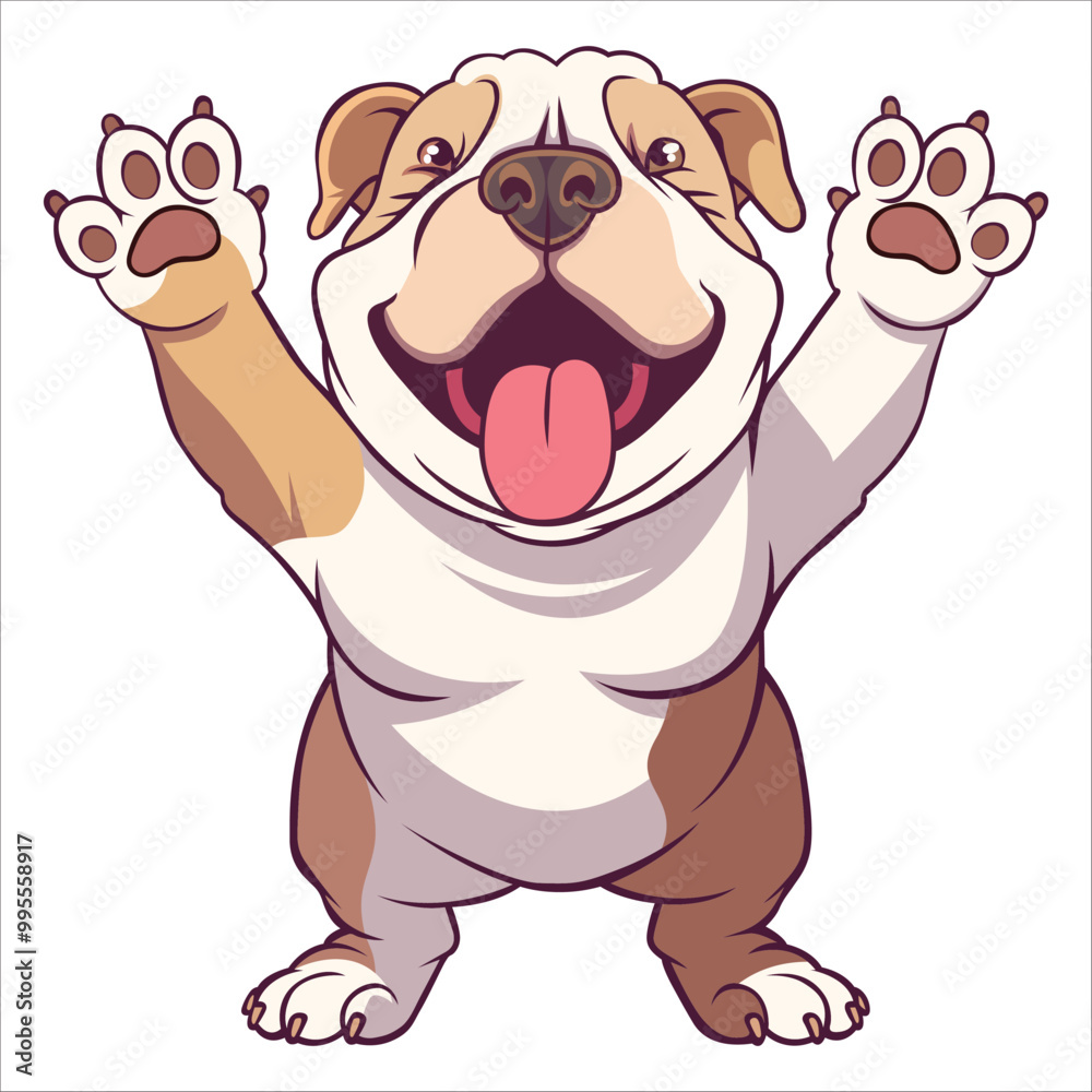 A Bulldog Dog dancing with joy and confidence, Dog Cartoon isolated vector illustration
A Bulldog Dog dancing with joy and confidence, Dog Cartoon isolated vector illustration
