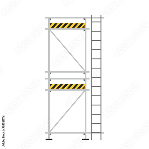 Scaffolding. Vector flat design aluminum prefabricated scaffolding isolated illustration white background.