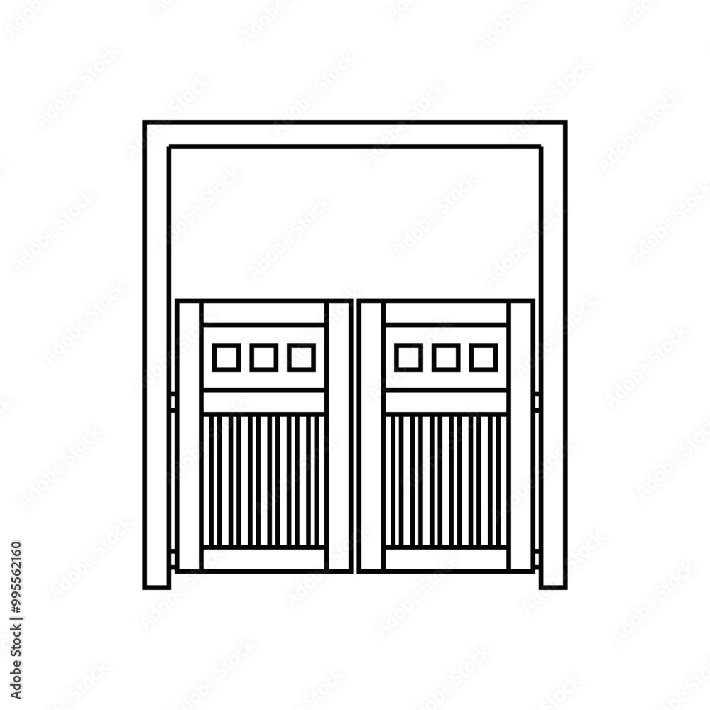 Gate icon vector. Wicket illustration sign. Fence symbol or logo. Gate icon vector. Wicket illustration sign. Fence symbol or logo.