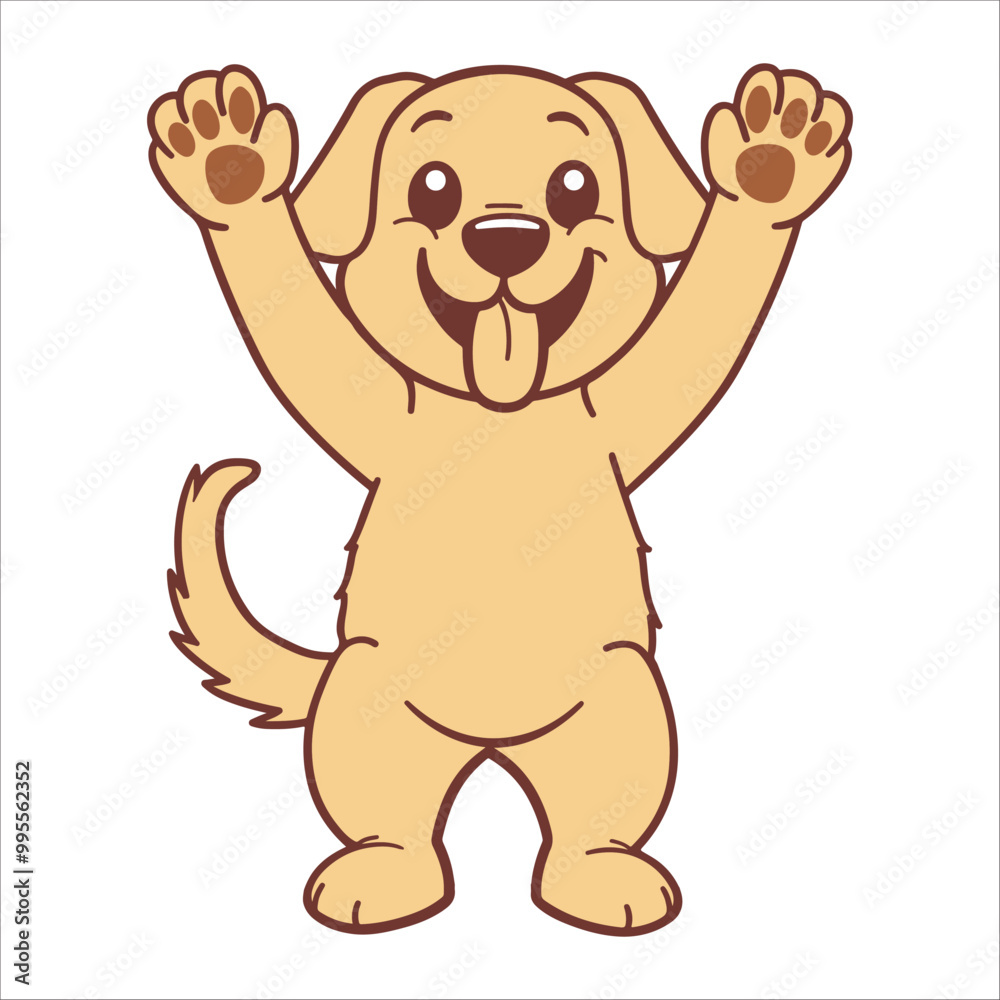 Obraz premium A Golden Retriever Dog dancing with joy and confidence, Dog Cartoon isolated vector illustration 