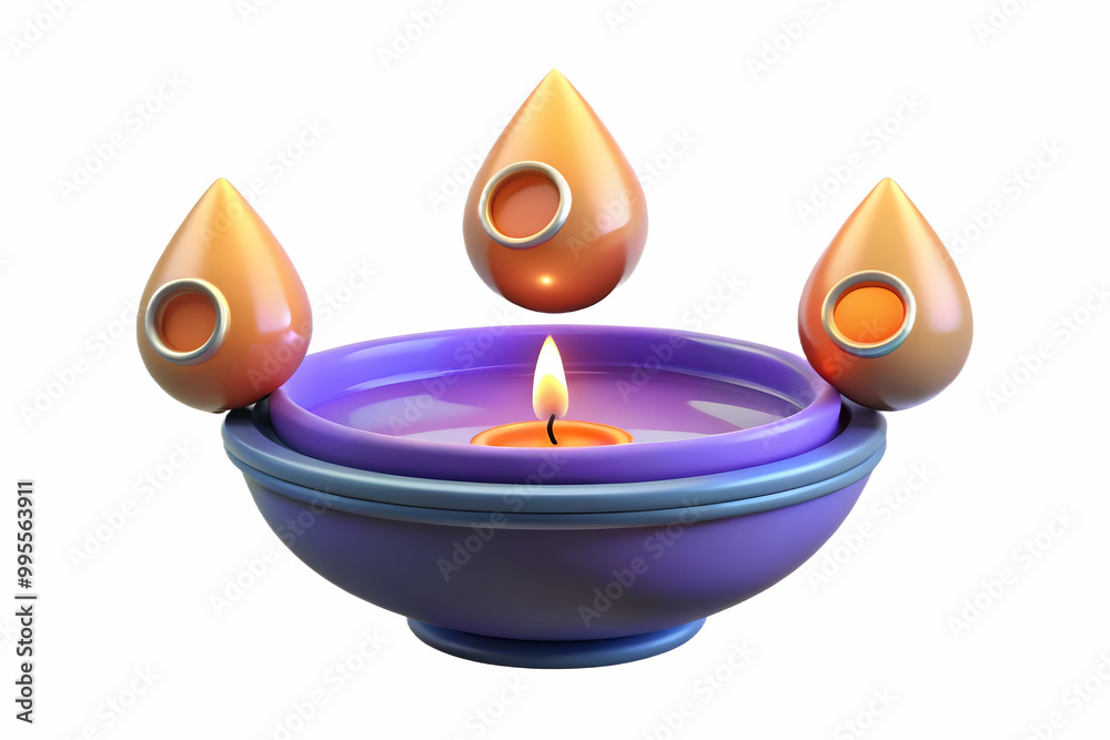 3D Smart Light Bulb with Glowing Bhai Dooj Diyas - Holographic Floating Diya Concept on Clean White Background, Wide Shot for Ample Copy Space 3D Smart Light Bulb with Glowing Bhai Dooj Diyas - Holographic Floating Diya Concept on Clean White Background, Wide Shot for Ample Copy Space