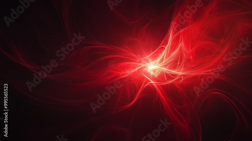 Obraz na płótnie A vivid red lens flare on a black background creates captivating patterns of light and shadow. w salonie