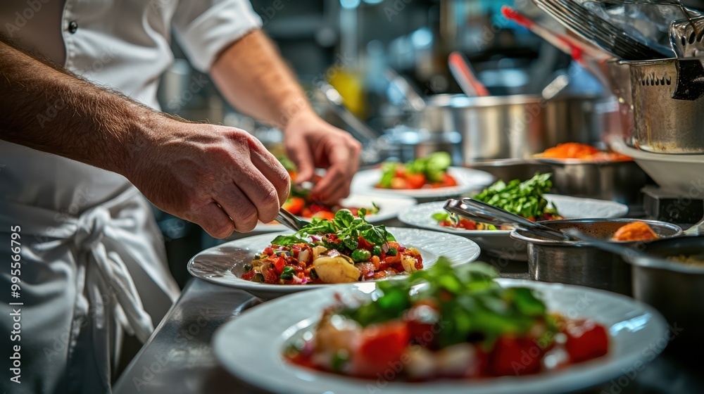 The Chef Plating Gourmet Dish