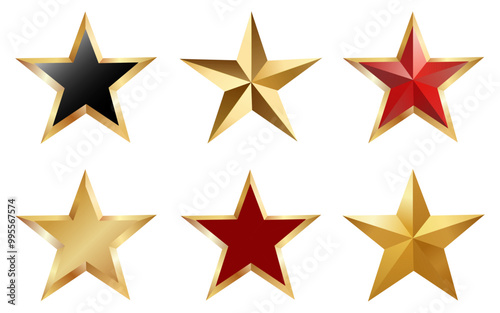set of stars isolated on white background