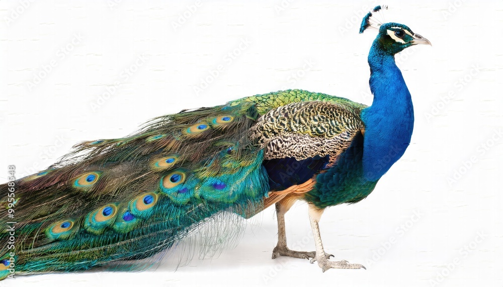 Fototapeta premium Peacock images, a peacock on a white isolated background