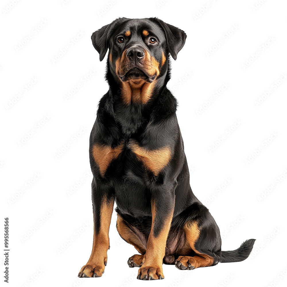 Rottweiler Dog Sitting Isolated Rottweiler Dog Sitting Isolated