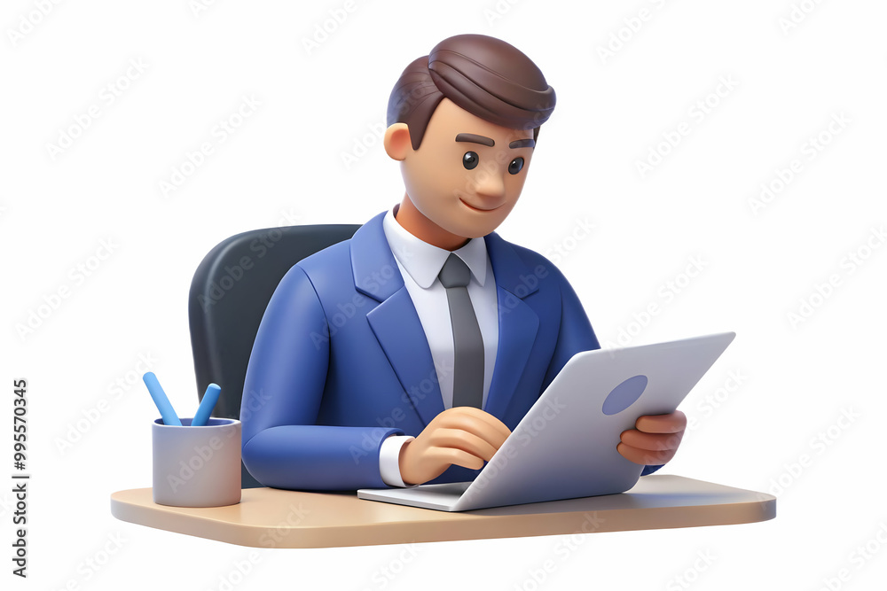 Flat Vector Illustration of Candid Businessman Analyzing Acquisition Documents at Desk - Focused Corporate Decision-Making in Financial Services Flat Vector Illustration of Candid Businessman Analyzing Acquisition Documents at Desk - Focused Corporate Decision-Making in Financial Services