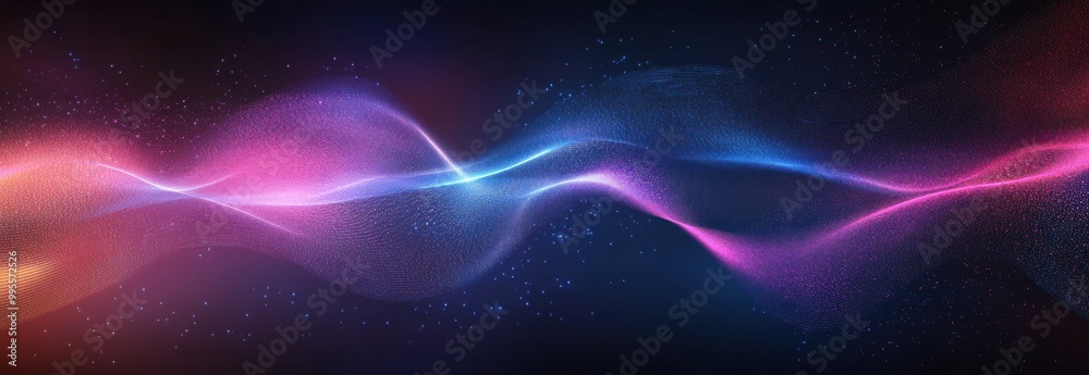Abstract wavy line of vivid blue and pink light in a cosmic scene of swirling energy and vibrant colors Abstract wavy line of vivid blue and pink light in a cosmic scene of swirling energy and vibrant colors