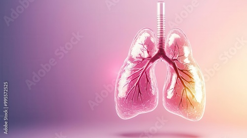 Biocompatible lung implant with AIbased oxygen regulation system, respiratory health, medical innovation photo