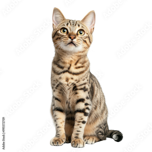 Cute Tabby Cat Sitting Isolated