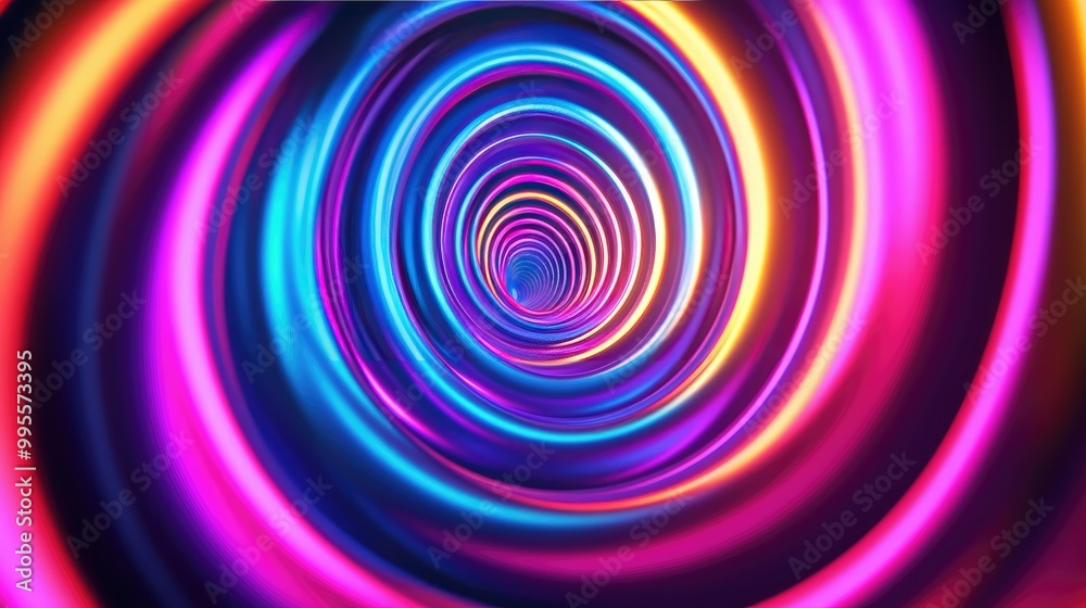 Repeating spiral pattern in vibrant neon colors, with copy space in the lower right corner. Repeating spiral pattern in vibrant neon colors, with copy space in the lower right corner.