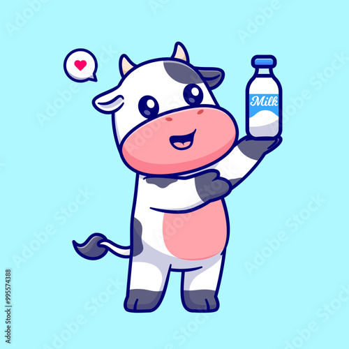 Cute Cow Holding Milk Bottle Cartoon Vector Icon
Illustration. Animal Drink Icon Concept Isolated Premium
Vector. Flat Cartoon Style