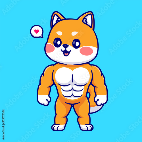 Cute Shiba Inu Dog Muscular Cartoon Vector Icon Illustration.
Animal Sport Icon Concept Isolated Premium Vector. Flat
Cartoon Style