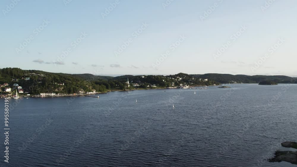 Aerial View Of Sailboats In The Ljungskile Bay, Uddevalla, Sweden.