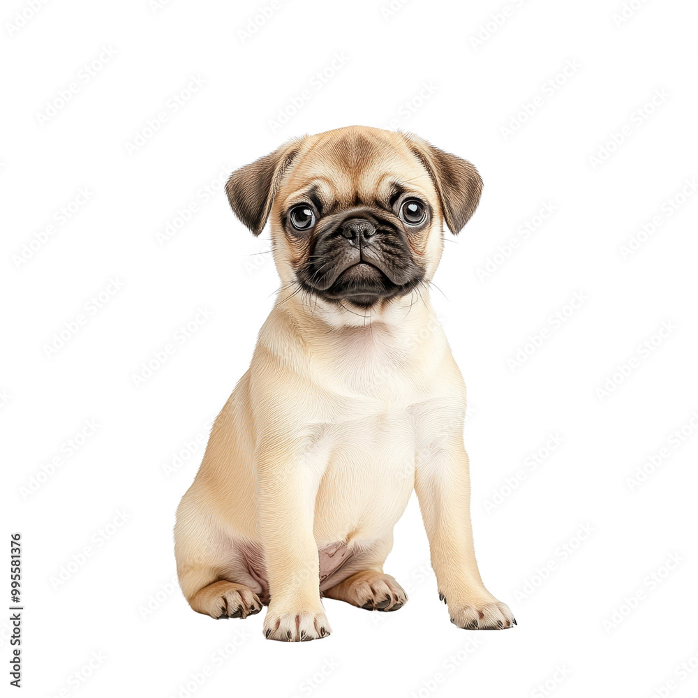 Cute Pug Puppy Sitting Cute Pug Puppy Sitting
