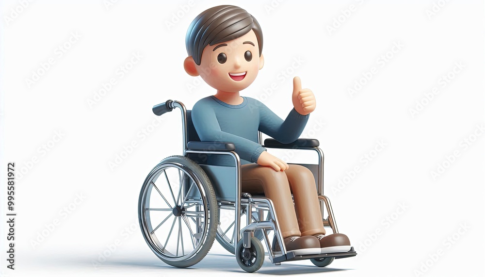 Smiling Man in Wheelchair Giving Thumbs Up. Smiling Man in Wheelchair Giving Thumbs Up.