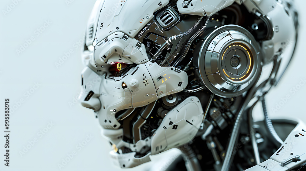Portrait of an android robot, concept of technical support. Neural network AI generated art Portrait of an android robot, concept of technical support. Neural network AI generated art