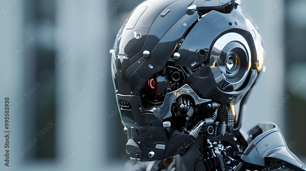 Portrait of an android robot, concept of technical support. Neural network AI generated art Portrait of an android robot, concept of technical support. Neural network AI generated art