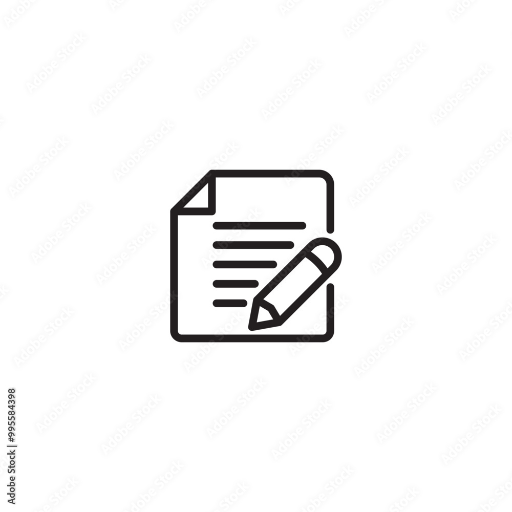 Write icon. Edit document. Document with pencil. Authoring icon. Paper and pencil. Write icon. Edit document. Document with pencil. Authoring icon. Paper and pencil.