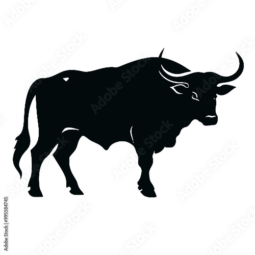 bull silhouette icon. strength and perseverance symbol. vector image of animal