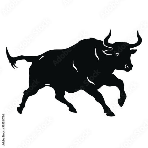 bull silhouette icon. strength and perseverance symbol. vector image of animal