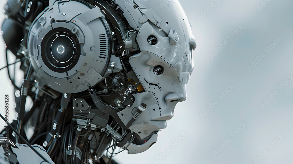 Portrait of an android robot, concept of technical support. Neural network AI generated art Portrait of an android robot, concept of technical support. Neural network AI generated art