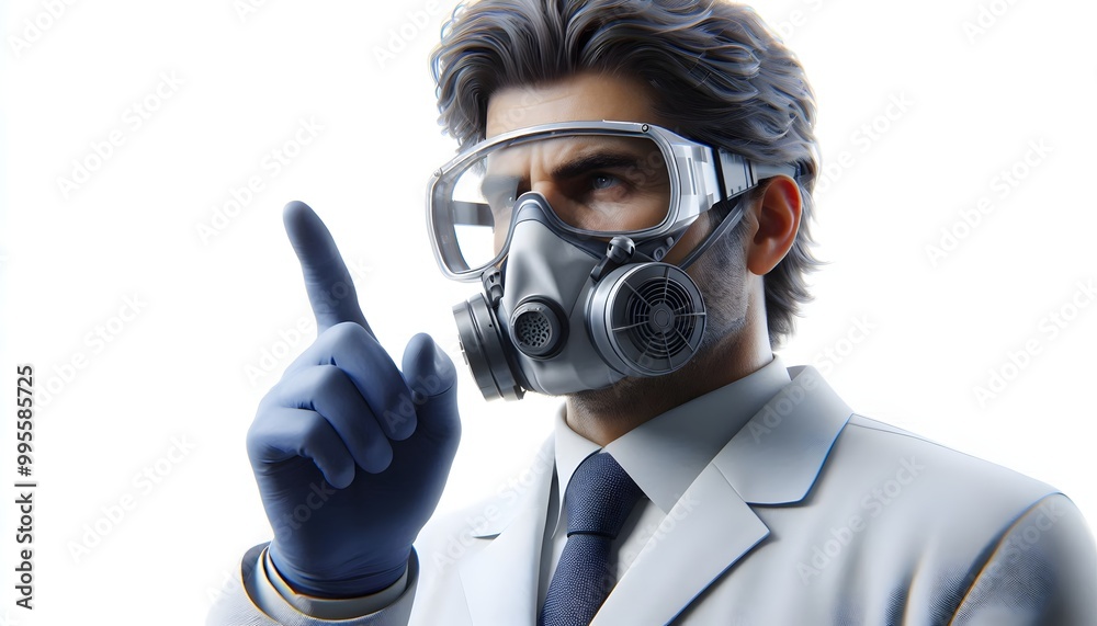 Professional Portrait of a Doctor Pointing with Gesture, Isolated on White Professional Portrait of a Doctor Pointing with Gesture, Isolated on White